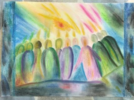 Pastellarbeit – Gemeinschaft und innere Stärke
